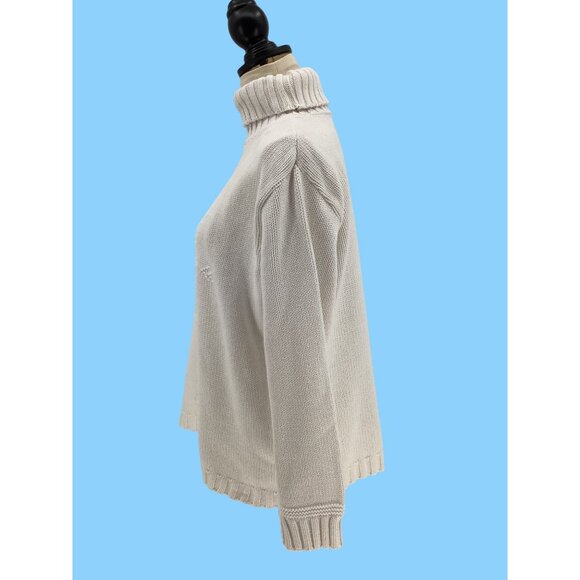 Vintage Ivory Turtleneck Pullover Sweater With Snowflake Knit Design Size M - Picture 6 of 10